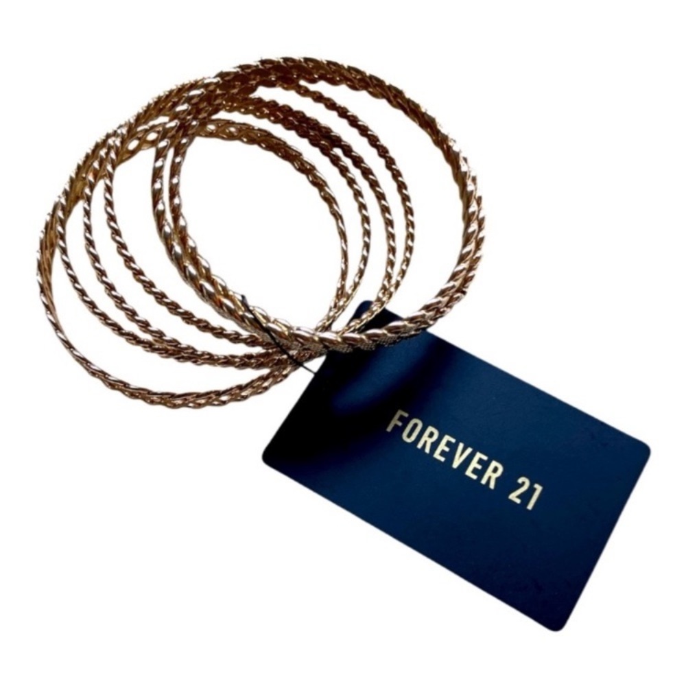 Forever 21 Rose Gold Twisted Bangle Y2K Party Bracelet Set